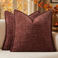 MIULEE Textured Decorative Fall Throw Pillow Covers Terracotta 18x18 by MIULEE