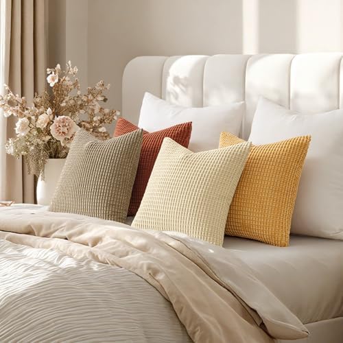 MIULEE Fall Decorative Pillow Covers 18x18 Inch Set of 4 Terra Cotta - Image 5