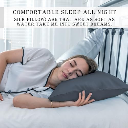Silk Pillow Cases 2 Pack, Soft Breathable and Sliky Standard Size Pillow Cases - Image 6