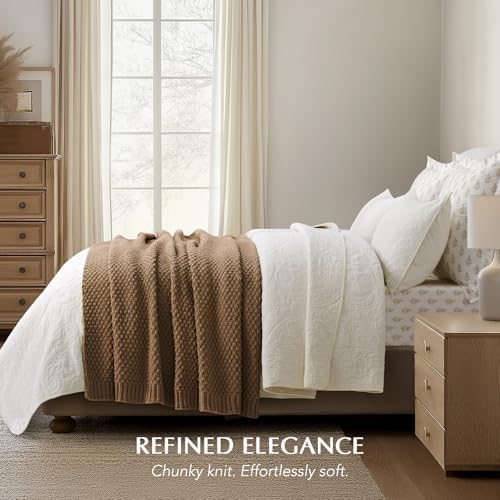 EVERGRACEHOME Chunky Chenille Knit Throw Blanket, 60 x 80, Camel Brown - Image 3