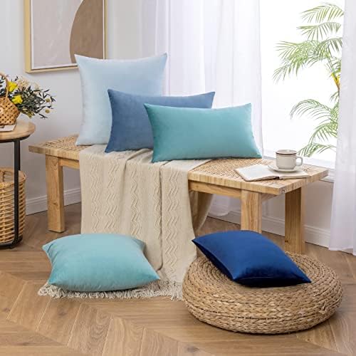 MIULEE 12x20 Inch Lumbar Velvet Throw Pillow Cover Set of 1 Dark Blue - Image 2