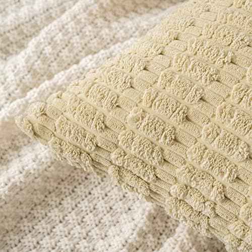 MIULEE Euro Sham Corduroy Decorative Throw Pillow Covers 24x24 Beige - Image 5