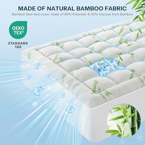 Waterproof Twin Size Mattress Topper Viscose Derived from Bamboo, Extra Thick - Image 2