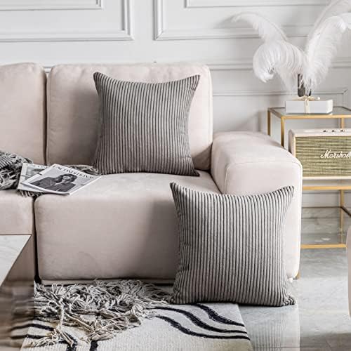 Home Brilliant Throw Pillow Covers 26x26 Euro Sham Covers Super Soft Striped - Image 3