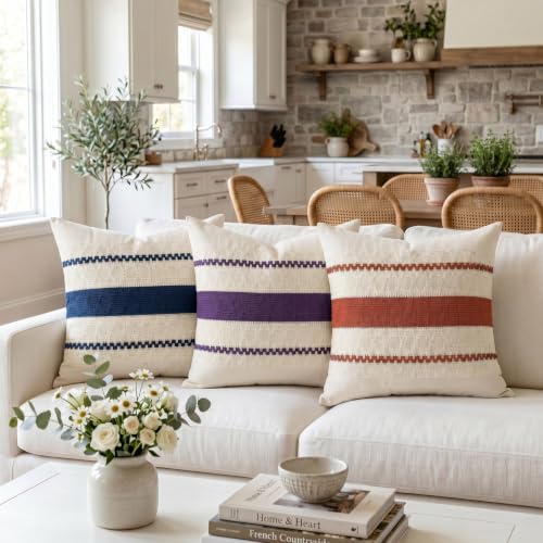 Fancy Homi Set of 2 Boho Burnt Orange Decorative Throw Pillow Cover 18x18 Inch - Image 2