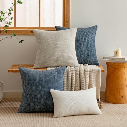 a moment Grey-Beige Chenille Throw Pillow Covers 12x20 Inch Pack of 2 Modern - Image 6