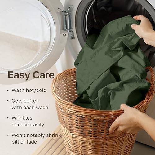 California Design Den Organic Cotton XL Twin Sheet Set, Olive Green - Image 6