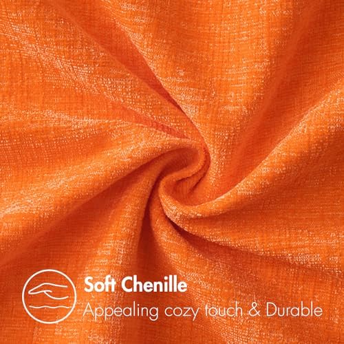 MIULEE Chenille Fall Throw Pillow Covers Bright Orange 18x18 Pack of 2 - Image 4