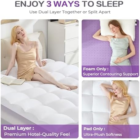 SINWEEK Dual Layer 5 Inch Memory Foam Mattress Topper Twin XL Size - Image 5