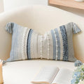 BlissBlush Decorative Lumbar Throw Pillow Cover 14x24 Boho Coastal Blue Accent by BlissBlush