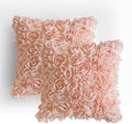 MIULEE Decorative Rose Flower Pillow Covers Pack of 2 Peach Pink 18x18 Inch by MIULEE