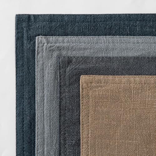 MIULEE Neutral Navy Boho Linen Pillow Covers 24x24 Inch Pack of 4 - Image 6