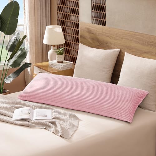 Soft Plush 20x54 Body Pillow Case, Textured Stripe Body Pillow Cover by Pamhaven