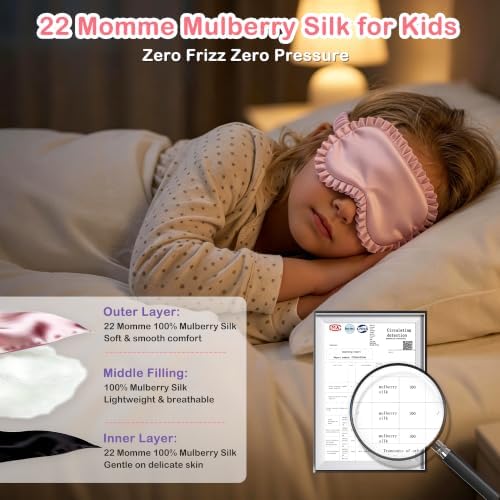 Kids Silk Sleep Mask, 22 Momme 100% Mulberry Silk Eye Mask - Image 3