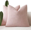 Foindtower Decorative Textured Boucle Throw Pillow Covers 24x24 Sakura Pink by Foindtower