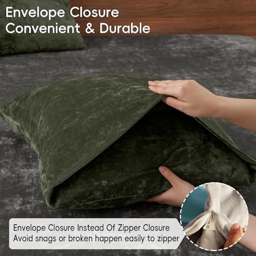 PHF Truly Velvet Pillowcases King Size 20" x 36", Smokey Olive, No Insert - Image 5