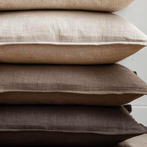 Foindtower Linen Solid Decorative Throw Pillow Covers 22x22 Natural Linen - Image 5
