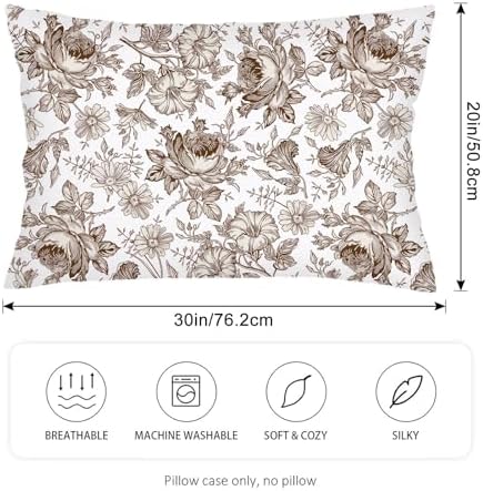 Brown and White Porcelain Floral Throw Pillow Cases Queen Size Set of 2 - Image 2