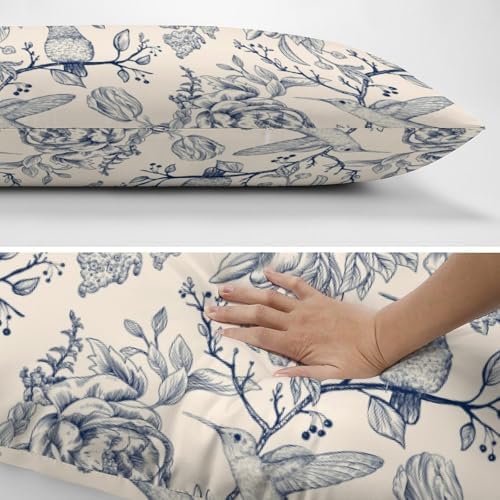 Blue Floral Body Pillow Cover Vintage Pillowcase - Image 5