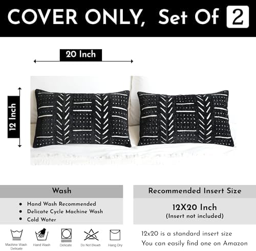 BlissBlush Black Decorative Lumbar Throw Pillow Covers 12X20, Boho Farmhouse - Image 3
