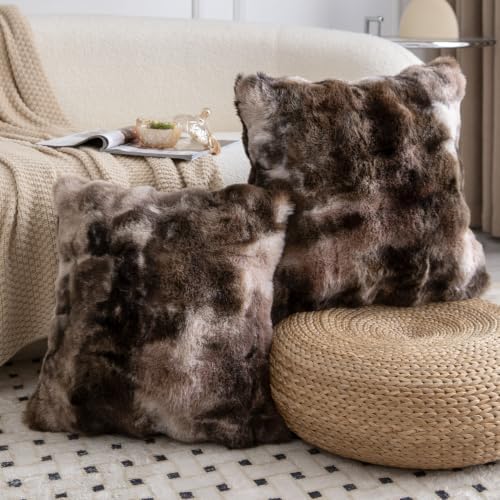 MADIZZ Pack of 2 Thick Plush Faux Wool Throw Pillow Covers Soft Boho Throw - Image 2