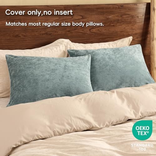 PHF Truly Velvet Pillowcases Standard Size 20" x 26", Dusty Blue, No Insert - Image 2