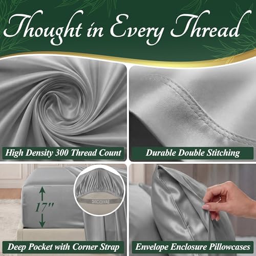 DECOLURE 100% Viscose Derived from Bamboo Sheets Twin Size, Luxury 4 Pc Set - Image 4