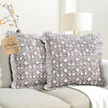 CPC Mocha Regal Hand Block Print 100% Cotton Ruffle Throw Pillow Cover 20x20 by COTTONPRINTCLUB