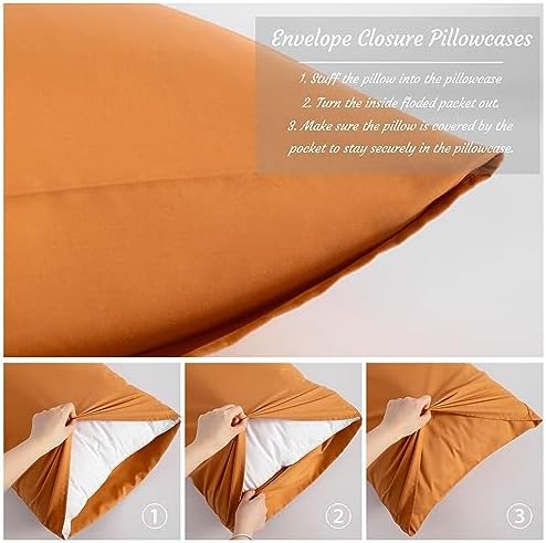 NTBAY Queen Microfiber Pillowcases, Pale Orange - Image 3