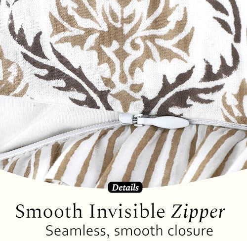 CPC Sandstone Regal Hand Block Print 100% Cotton Ruffle Throw Pillow Cover - Image 4
