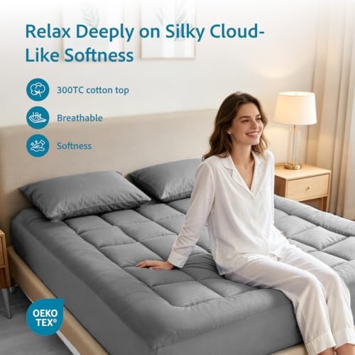 Mattress Topper King Size, Ultra Soft Cotton Pillow Top Mattress Pad - Image 2