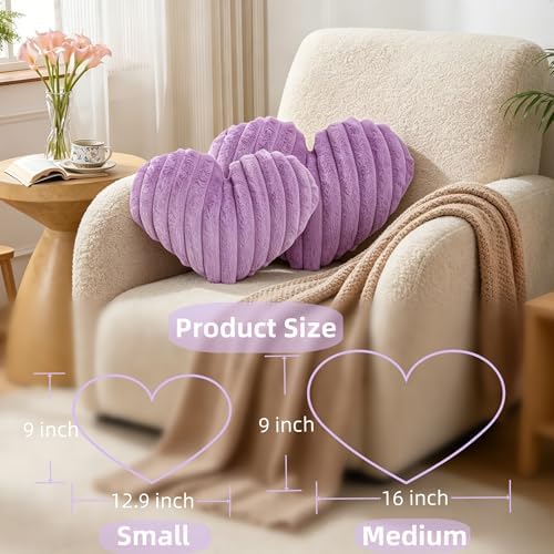 Lavender Heart Pillow 12.9" Cute Soft Small Decorative Throw Pillows - Image 2