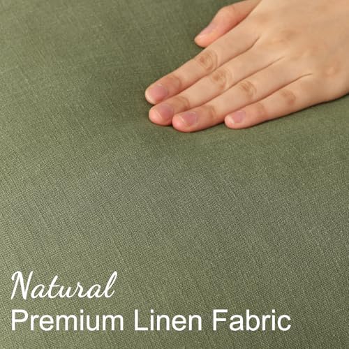 decorUhome Fall Olive Green Linen Throw Pillow Covers 26x26 Set of 2 - Image 3