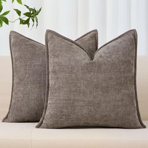 Allorry Throw Pillow Covers 26x26 Grey Chenille Solid Home DecorSY014A26 by Allorry