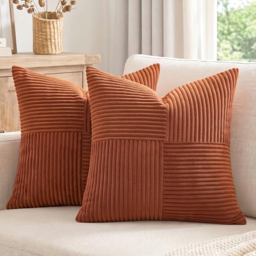 Fancy Homi 2 Packs Rust Decorative Throw Pillow Covers 20x20 Inch by Fancy+Homi
