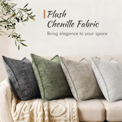 decorUhome Chenille Decorative Throw Pillow Covers 26x26 Set of 2 - Image 4