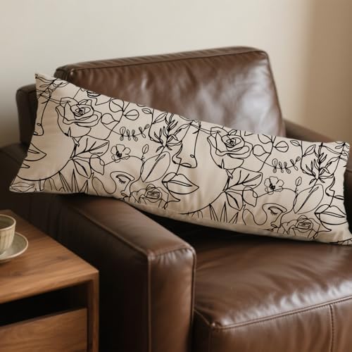 Modern Abstract Women Faces 20x54 Body Pillow Cover, Modern Boho Room Decor - Image 7
