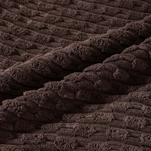 Set of 4 Beige Brown Coffee Decorative Throw Pillow Covers 26x26 Inch Corduroy - Image 5