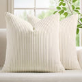 Mecatny Corduroy Fall Throw Pillow Covers 26x26 Set of 2 Cream White by Mecatny