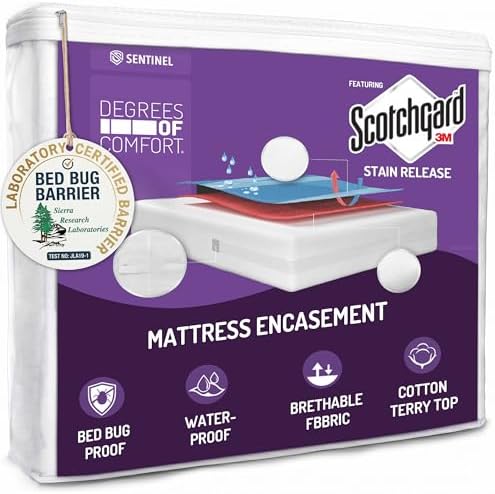 Bed Bug Mattress Cover Twin XL, Mattress Protector, Fits 13-15 Inch by DegreesofComfort