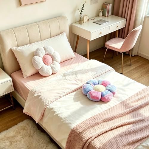 2 Pcs Flower Floor Pillow, Daisy Flower Shaped Pillows Set, Cute Preppy Room - Image 5