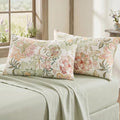 Bedorm 100% Cotton Pillowcases Set of 2 King Size Floral Pillow Cover Green by Bedorm