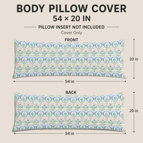 Grandmillennial Pink Blue Green Floral Body Pillow Cover 20x54 - Image 2