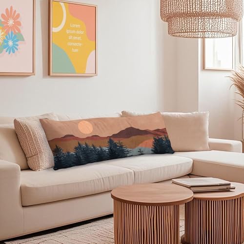 Boho Sun Mountain 20x54 Body Pillow Cover Case, Mid Century Modern Sun Mountain - Image 4
