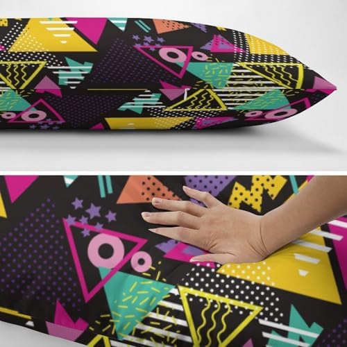 Retro 80s 90s Body Pillow Pillowcase Retro Memphis Pattern Long Body Pillow - Image 4
