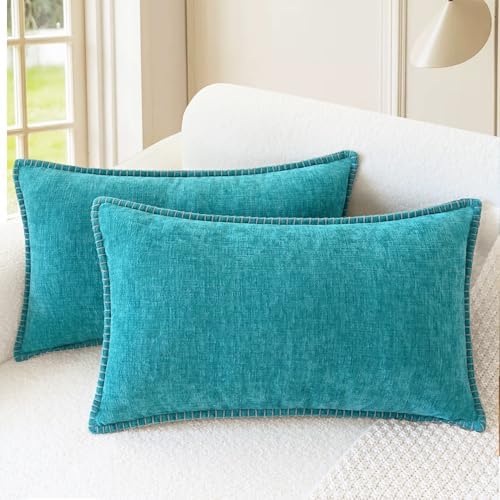CaliTime Decorative Couch Throw Pillow Covers 20 X 12 Inches Lake Blue by CaliTime