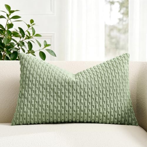Kevin Textile Soft Corduroy 16"x26" Lumbar Pillow Cover 1 Pack, Sage Green by KevinTextile