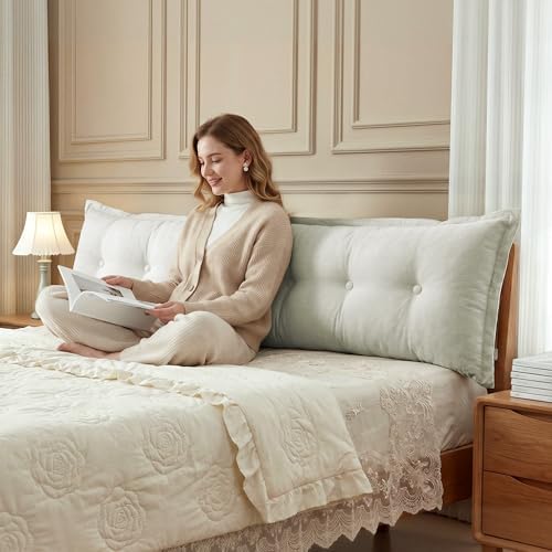 WOWMAX Headboard Pillow Twin Dorm Bolster Reading Pillow - Image 2