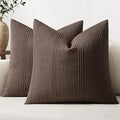 MIULEE Decorative Striped Throw Pillow Covers 20x20 in Reddish Brown 2 Pack by MIULEE