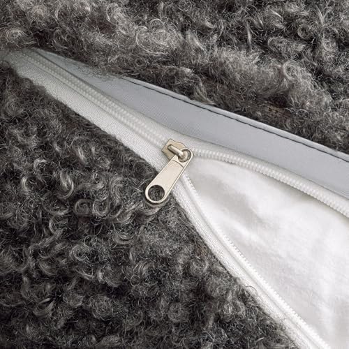 MIULEE Decorative Faux Fur Pillow Covers Sherpa 20x20 Dark Gray - Image 5